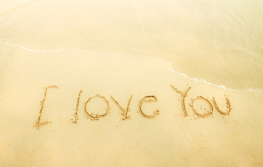 I love you on sand and beach