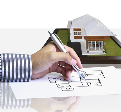 Hand, drawing plan house