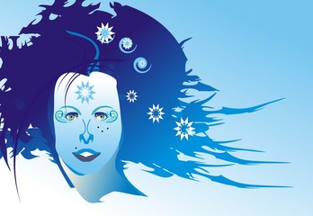 Winter girl face. Vector illustration