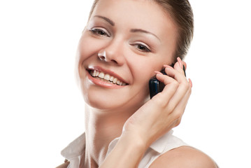 young beautiful business woman with phone