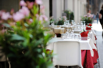 Outdoor cafe in Italian town