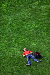 Relaxing on the green grass!
