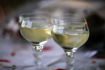 Glasses of champagne ready to toast