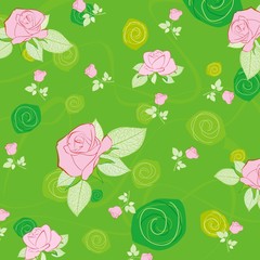 green pattern with rose