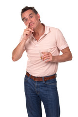 Middle Age Man Caught Picking Nose and Drinking
