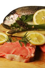 Pescado verdura y carne