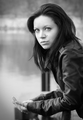 girl on an iron bridge