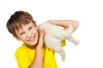 boy with a puppy