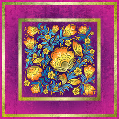 abstract grunge background with floral ornament