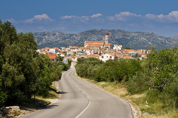 Panoramic view to Betina with the town in the distance