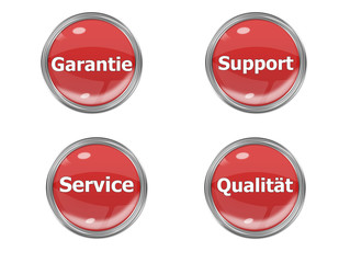 Fototapeta na wymiar Button Set Garatie - Service -Support - Qualität