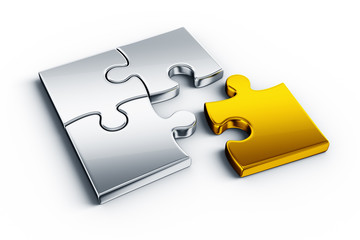 Metal puzzle pieces