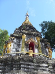 Chedi and Buddeha at Meun San Temple in Chiang Mai, Thailand