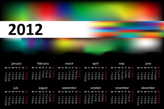 2012 Colorful Calendar