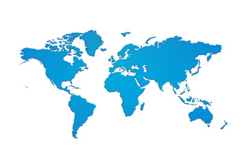 Blue world map silhouette with clipping path