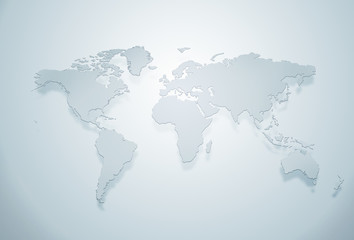 Fototapeta na wymiar Blue world map silhouette