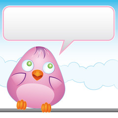Pink bird with empty balloon