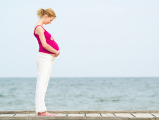 pregnant woman on beach