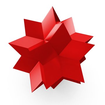 3d red abstract star shape