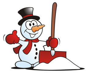 Little Snowman with Snow Shovel