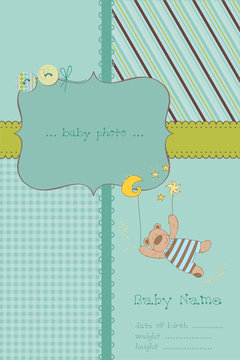 Baby Boy Arrival Card with Photo Frame and place for your text i