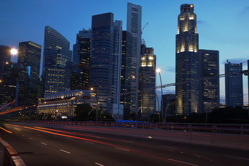 Singapore skyline from esplanade bridge