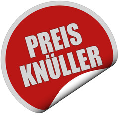 Sticker rot rund curl unten PREIKNÜLLER