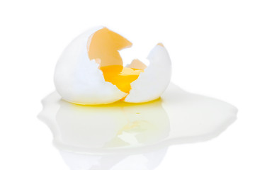 broken egg isolated on white