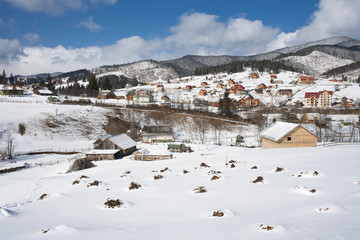 Mountain village in winter