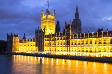 Fototapeta na wymiar Parliament at night, London, England