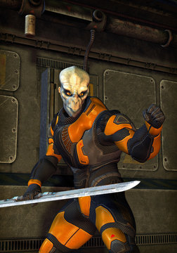 futuristic soldier alien warrior