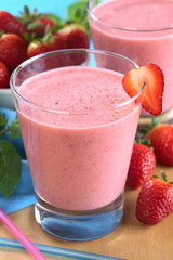 Fresh strawberry milkshake (Selective Focus)