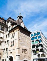 Historic Clock Tower n Geneva, Switzerland