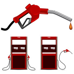 red gas nozzle pointing isolated on white background