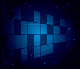 vector abstract blue background with squares and perspective