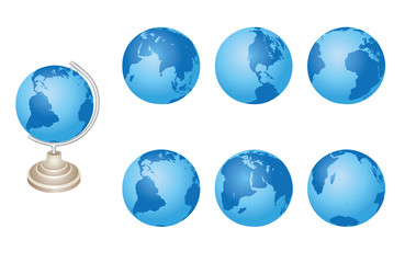 set - vector blue globes of Earth