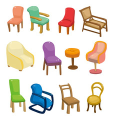 cartoon chair furniture icon set.