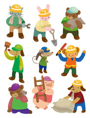 cartoon animal worker icons