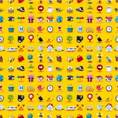 Yellow  Travel Icons Seamless Pattern