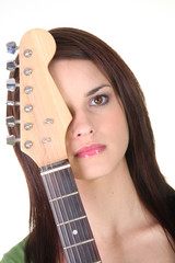 Young girl with electric guitar