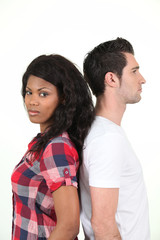 Fototapeta premium Man and woman back to back bulking