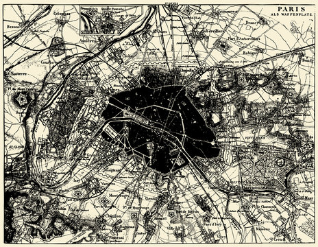 Vector Historical map of Paris