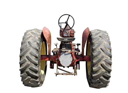 vintage tractor on a white background