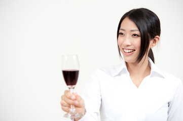 beautiful asian woman drinking