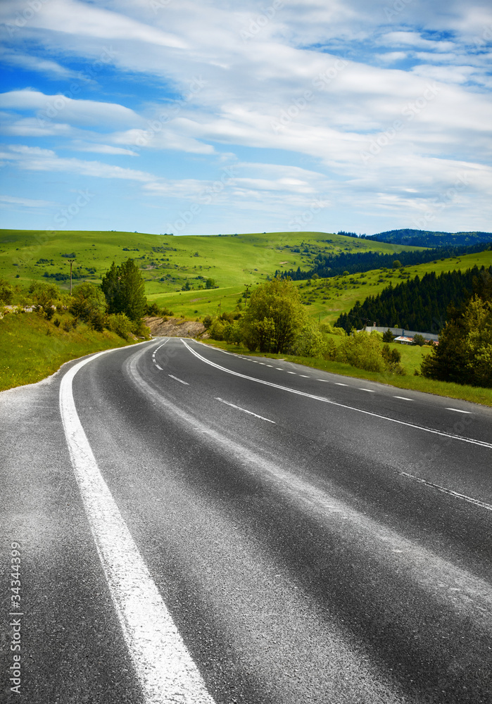 Sticker Empty curved road