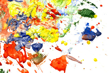 Multi-colored paint on a white background.