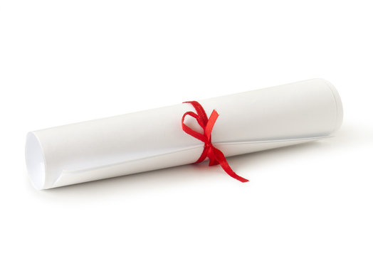 roll white paper with red tape