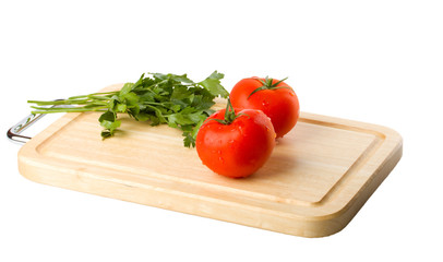 cutting board with tomato