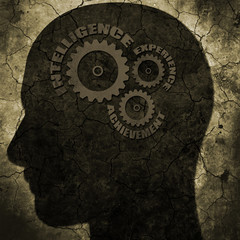 grunge head with success gears