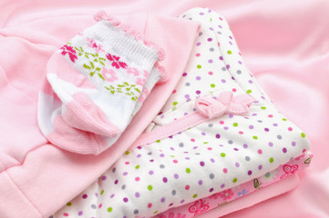 Fototapeta na wymiar Pink Baby Clothes